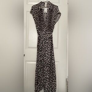 H&M Leopard Print Wrap Maxi Dress - Black & Cream